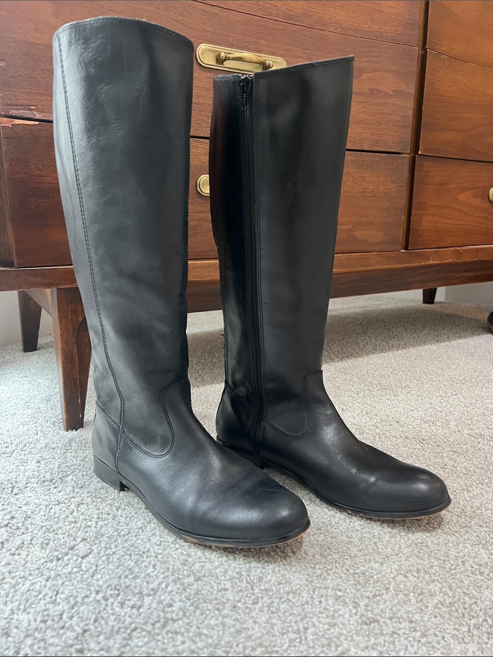 Kenneth Cole New York Tall Black Leather Riding Boots